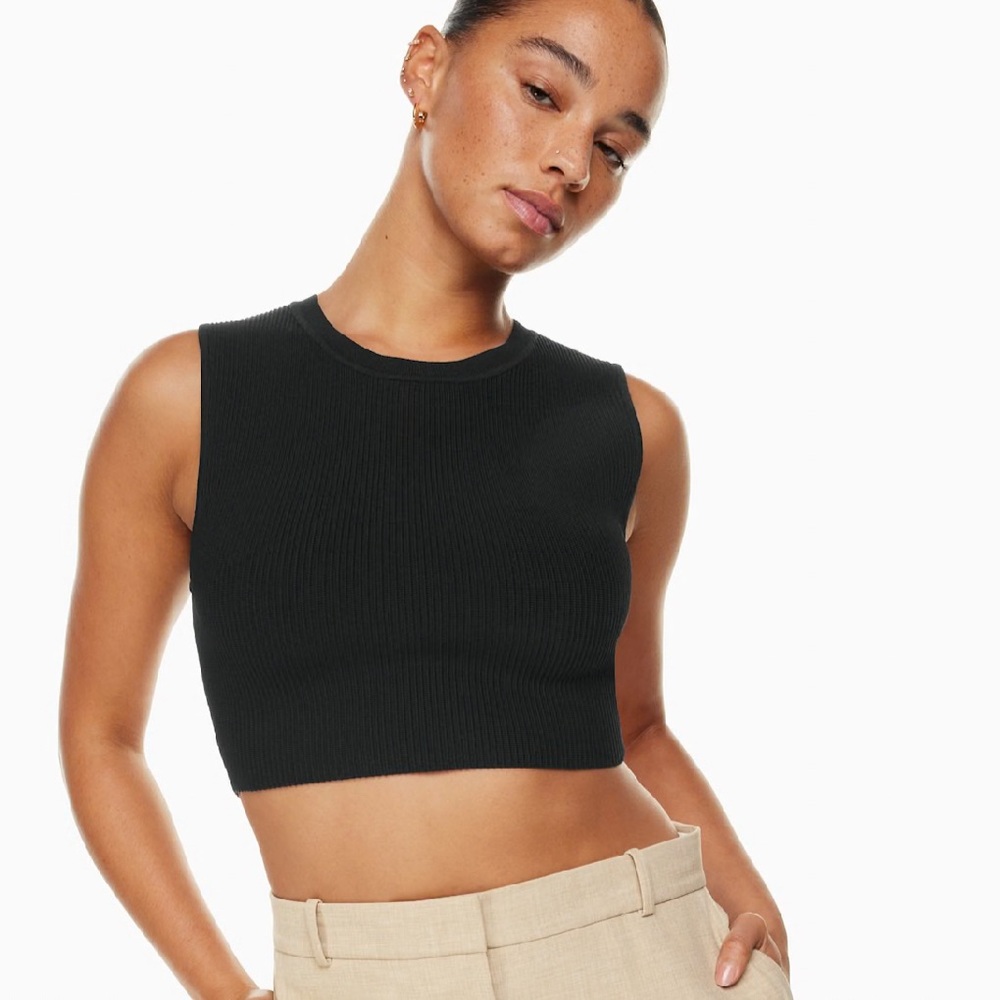 Babaton Black Ribbed Tank Top